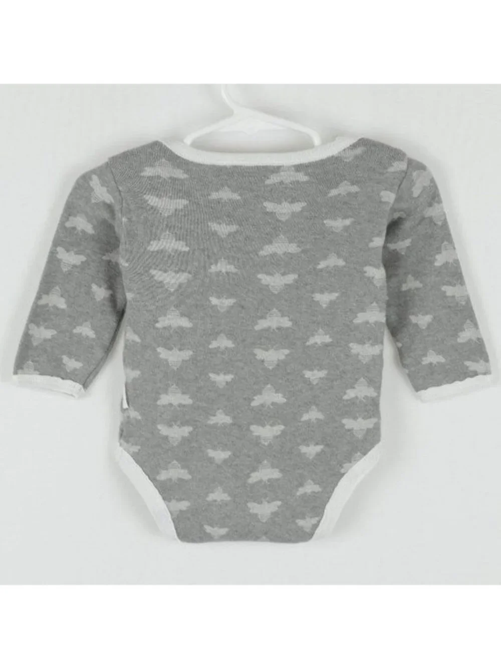 Burt's Bees Baby Size 6-9 Months Gray White Organic Cotton Long Sleeve Bodysuit